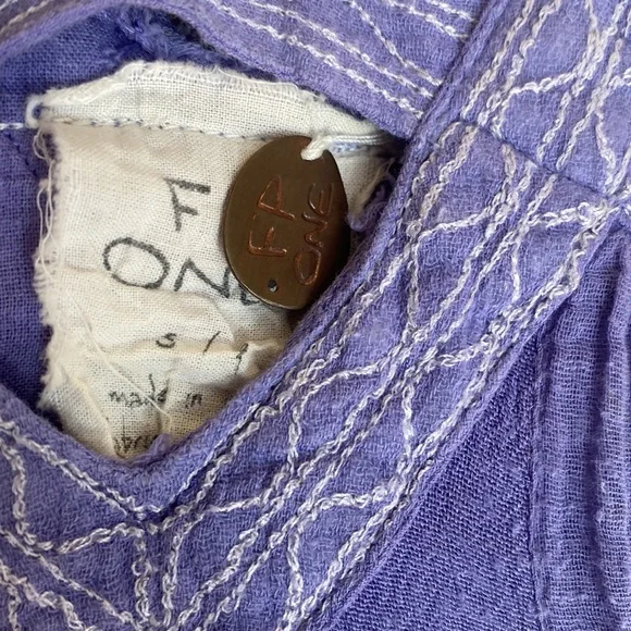 Free people purple cutout mini dress small sundress lined 100% cotton - Picture 5 of 7